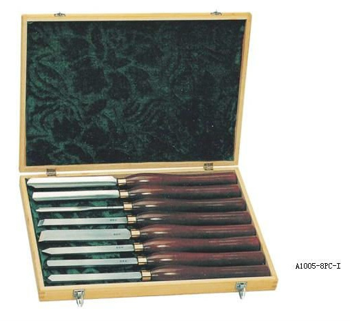 En bois en forme de V tour trousse d'outils le bois en bois de poignée découpant l'ensemble de burin 0