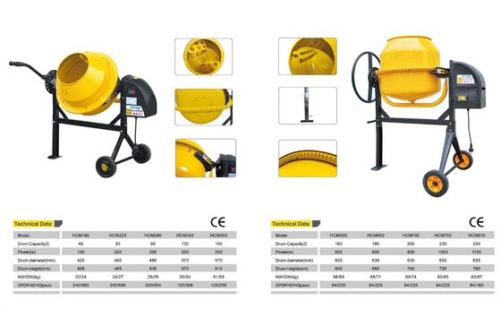 Demi-sec jaune concret électrique moyen de la machine 6.5HP de mélangeur